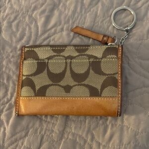 Coach signature zip wallet with keyring